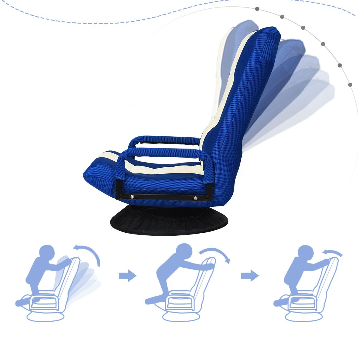 Livsk costway bodenstuhl bodensessel 360drehbar verstellbarer ruckenlehne gamer sessel 100kg blau 6
