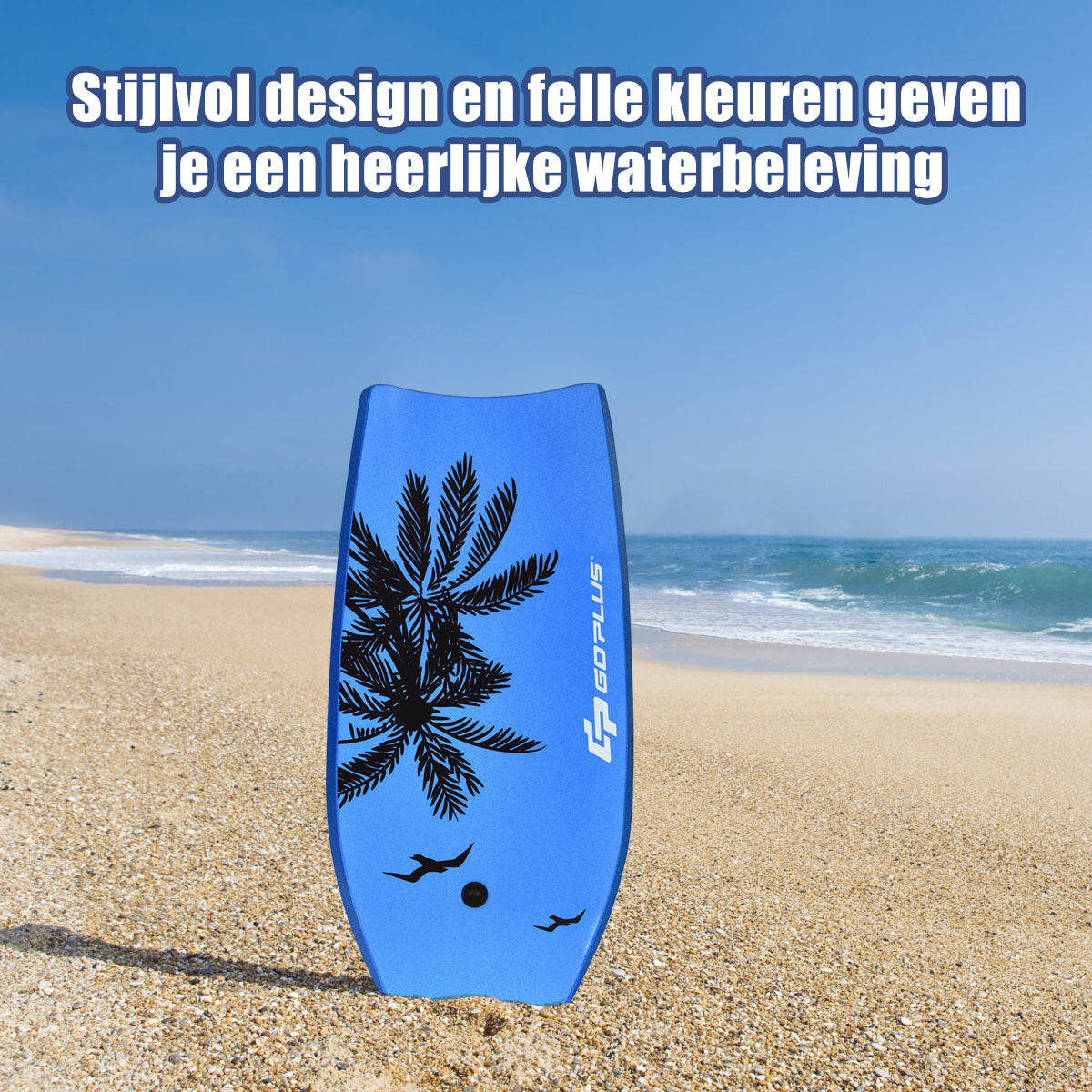 LIVSK Lichtgewicht Bodyboard - Halvemaanvormige Staart - Hoog Drijfvermogen - Safety Leash - Voor 14+ - 106 x 51 x 6 cm - Blauw