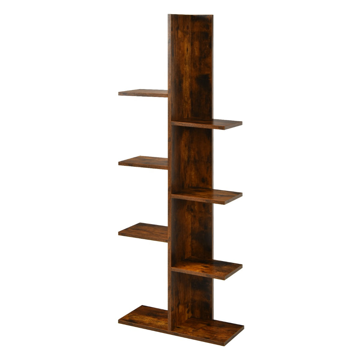LIVSK Boekenrek - 7 Lagen - Hoogwaardig MDF - Temperatuurbestendig en Waterdicht - Ruimtebesparend - 50 x 20 x 141 cm - Bruin