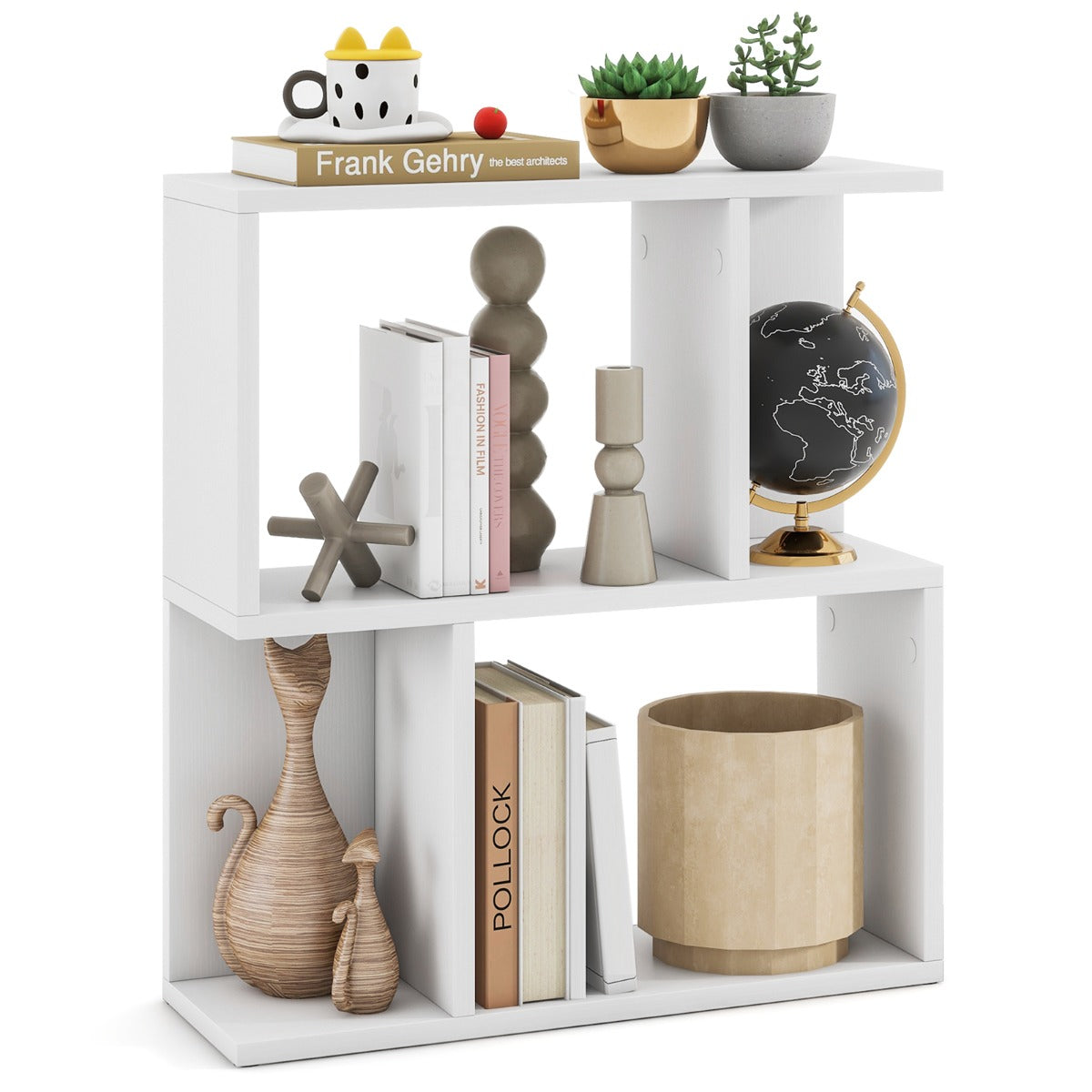 Livsk costway boekenkast met 3 niveaus displayplank voor kleine ruimtes vrijstaande bijzettafel voor kantoor woonkamer slaapkamer wit