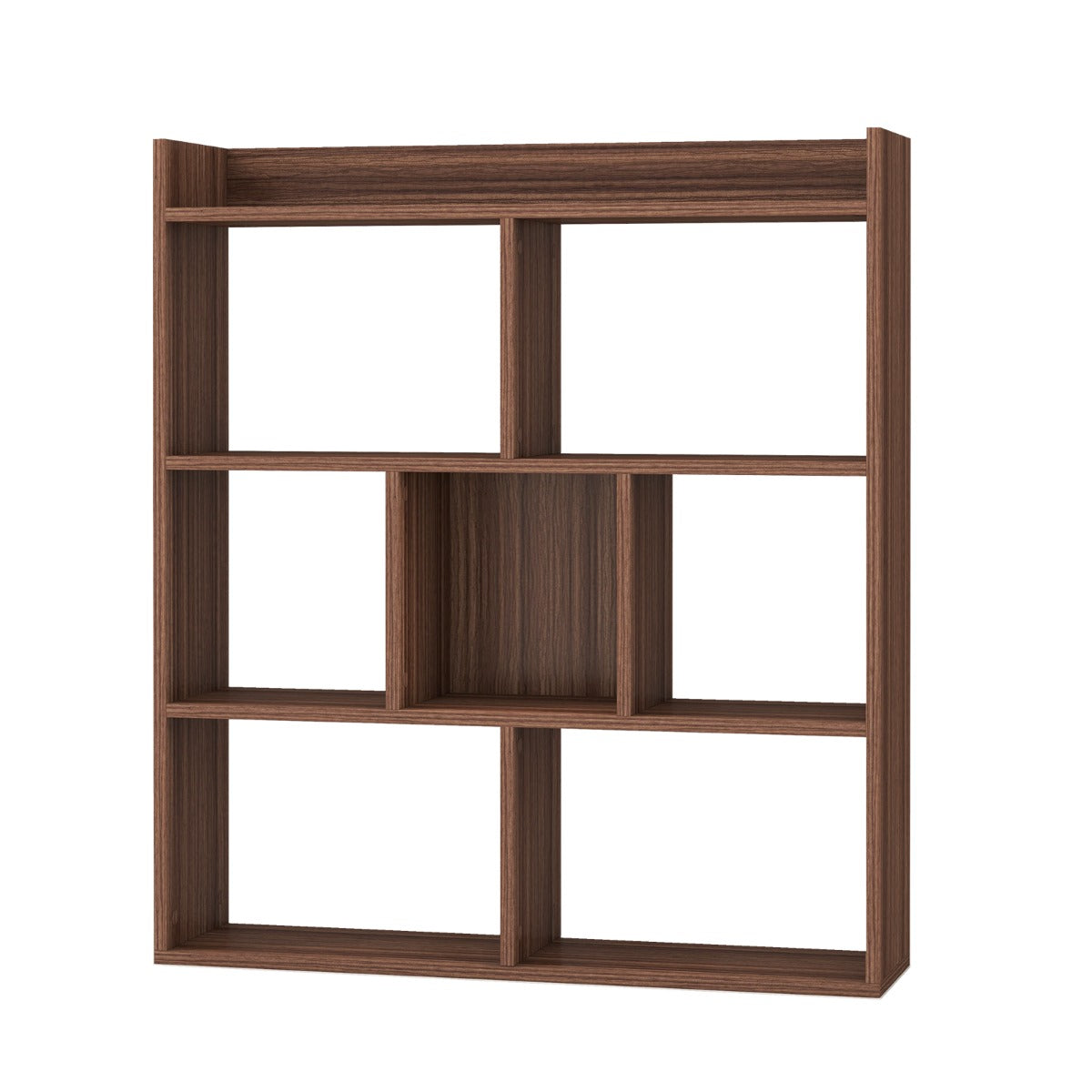 LIVSK Boekenkast - 7 Vakken - Ruime Bovenkant - Duurzaam en Stabiliteit - Antikantelvoorzieningen - 80 x 20 x 90 cm - Walnoot