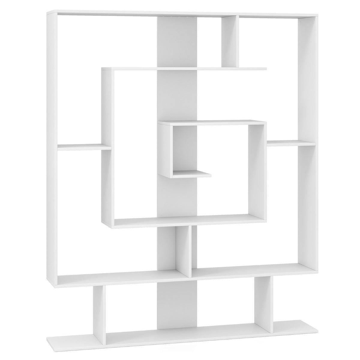 LIVSK Geometrische Boekenkast - 7-laags Opbergorganizer - Robuust met Anti-kantelsets - 125 x 22 x 150 cm - Rustiek bruin/Wit