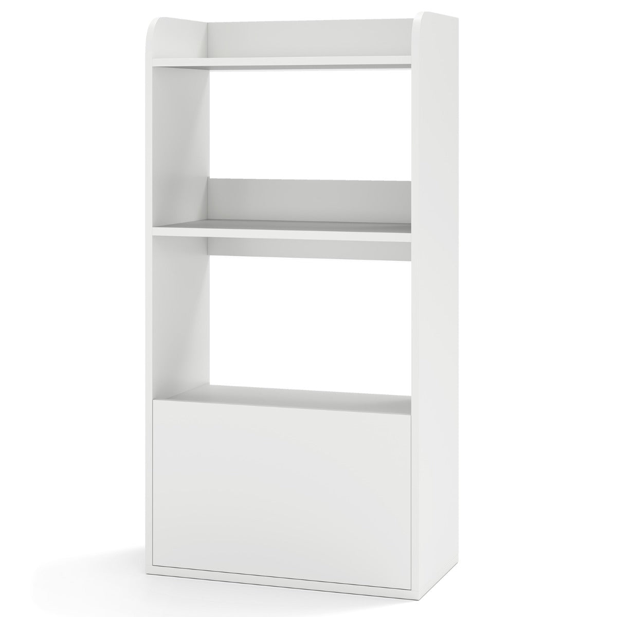 LIVSK Vrijstaande Boekenkast - 3 Open Niveaus - Uittrekbare Lade - Draagvermogen tot 75 kg - Rustiek wit / bruin