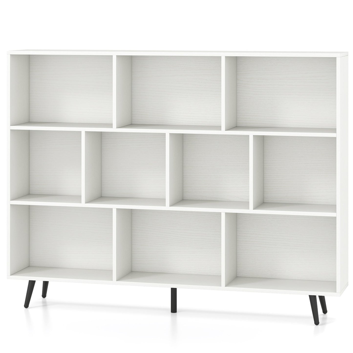 LIVSK Boekenplank met 7/8/10 Vakken - Vrijstaand met Antikantelvoorzieningen - Stevige Metalen Poten - Gemakkelijk te Onderhouden