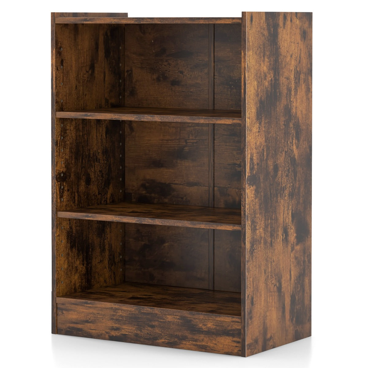 LIVSK Boekenkast met 3-Traps Design - 18 Verstelbare Planken - Kantelbeveiliging - Robuust en Modern - 50 x 30 x 75 cm - Bruin