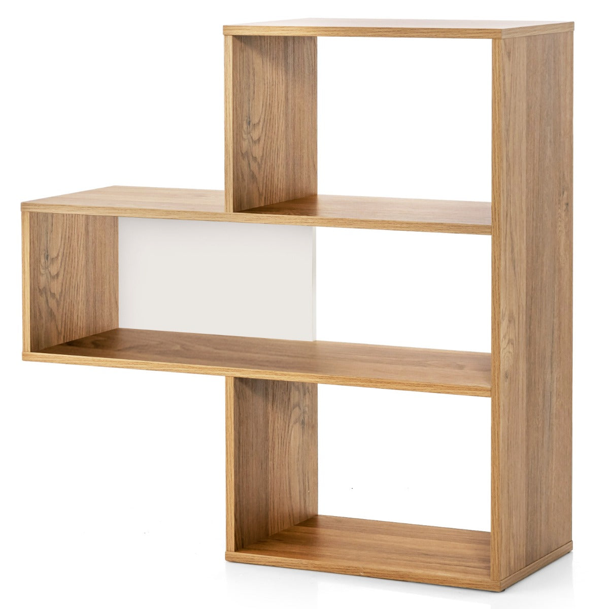 LIVSK Convexe Boekenkast - Uniek Geometrisch Design - 3 Open Planken - Duurzaam Hout - Kantelbeveiliging - Natuur