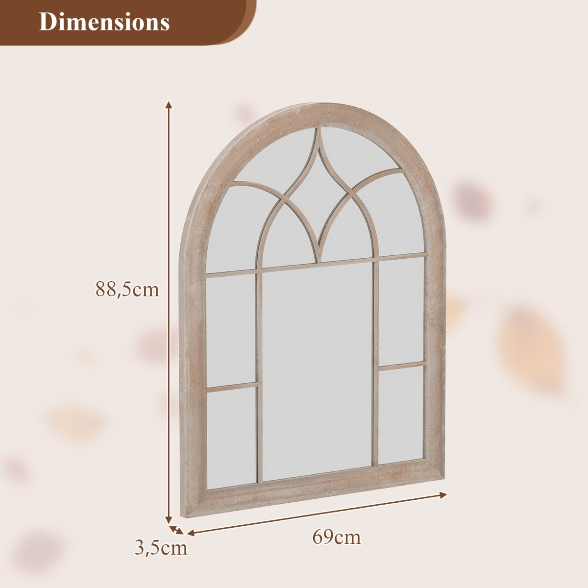 Livsk costway boerderijraamkozijnspiegel gewelfde wandspiegel met metalen frame decoratieve spiegel 2