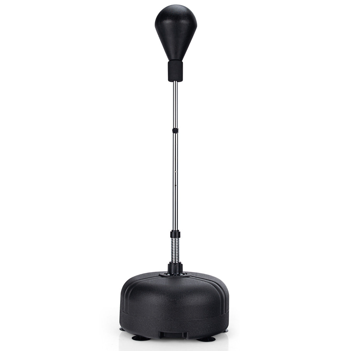 LIVSK Verstelbare Bokszak met Standaard - Duurzaam PU - 4 Hoogtes 140-158 cm - Inclusief Handschoenen - Stevige Basis - Zwart