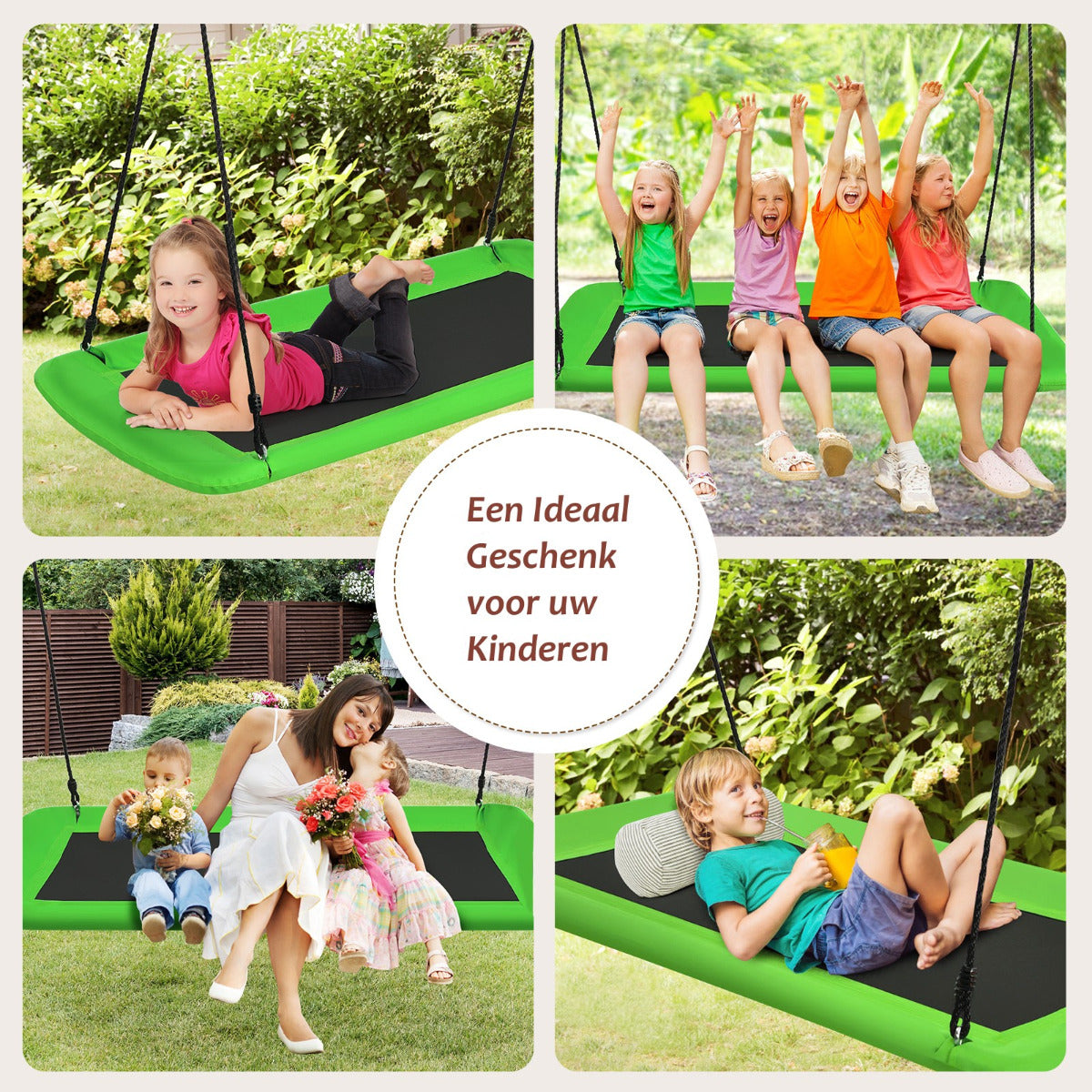 LIVSK Boomschommel Verstelbaar 100-180 cm - Weerbestendig - Hoog Draagvermogen 150 kg - Voor Binnen & Buiten - Groen