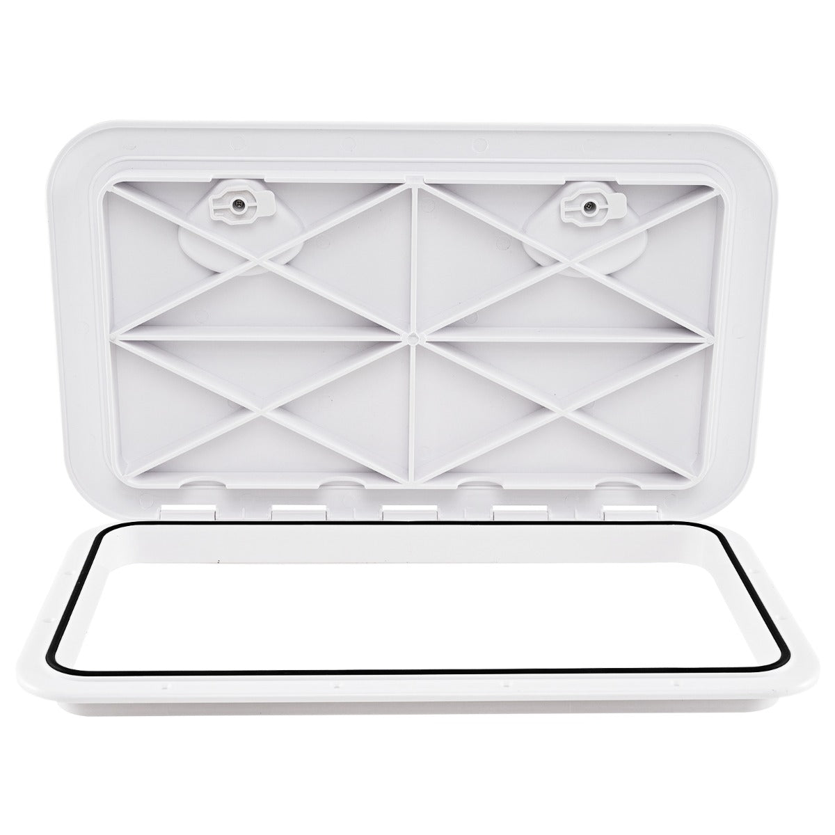 LIVSK Dekluik voor Boot en Camper - Weerbestendig ABS - 180° Deksel met Dubbele Vergrendeling - Waterdicht - 60,5 x 35,5 x 4,04