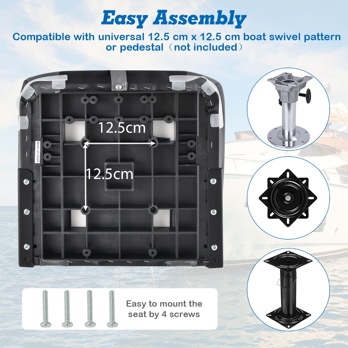 LIVSK Opklapbare Bootstoel Set van 2 - Ergonomische Rugleuning - Hoogwaardige Schuimvulling - Aluminium Frame - Tot 115 kg -