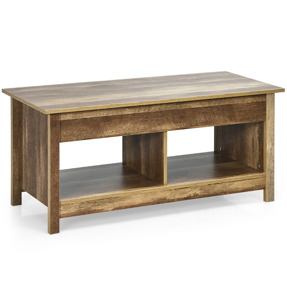 LIVSK Moderne Hefsalontafel - Verstelbaar van 50 tot 63 cm - Ruime Opbergplanken - Duurzaam Kunsthout - Elegante Stijl - Eiken