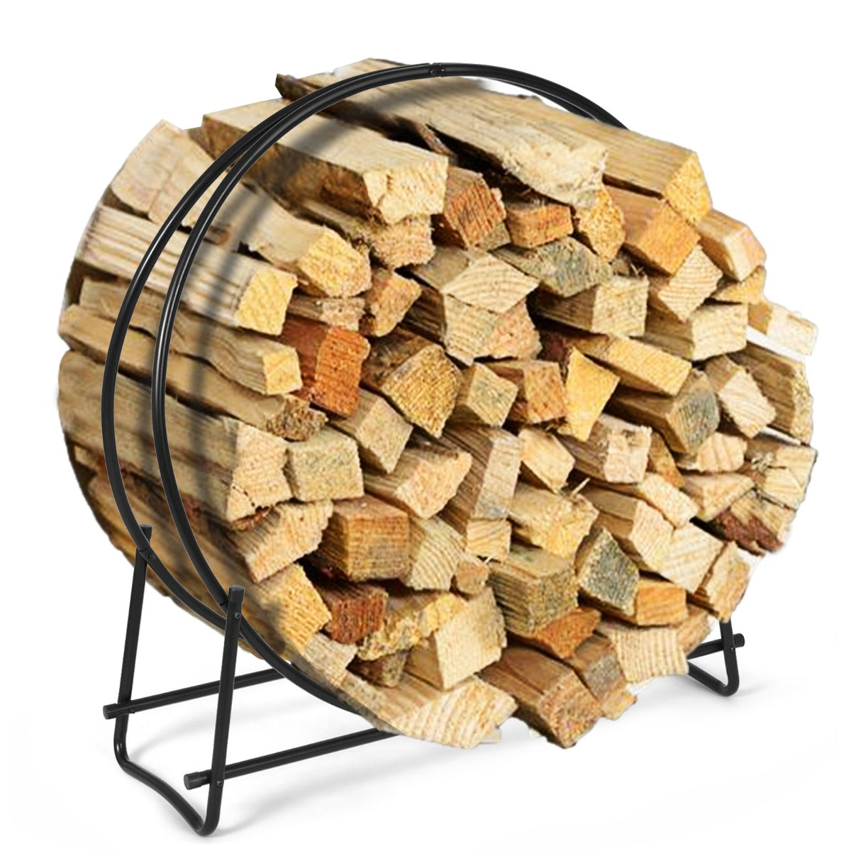 LIVSK Haardhoutrek Metaal - Belastbaar tot 200 kg - Stevig en Elegant - Voor Binnen en Buiten - 95 x 33 x 104 cm - Zwart