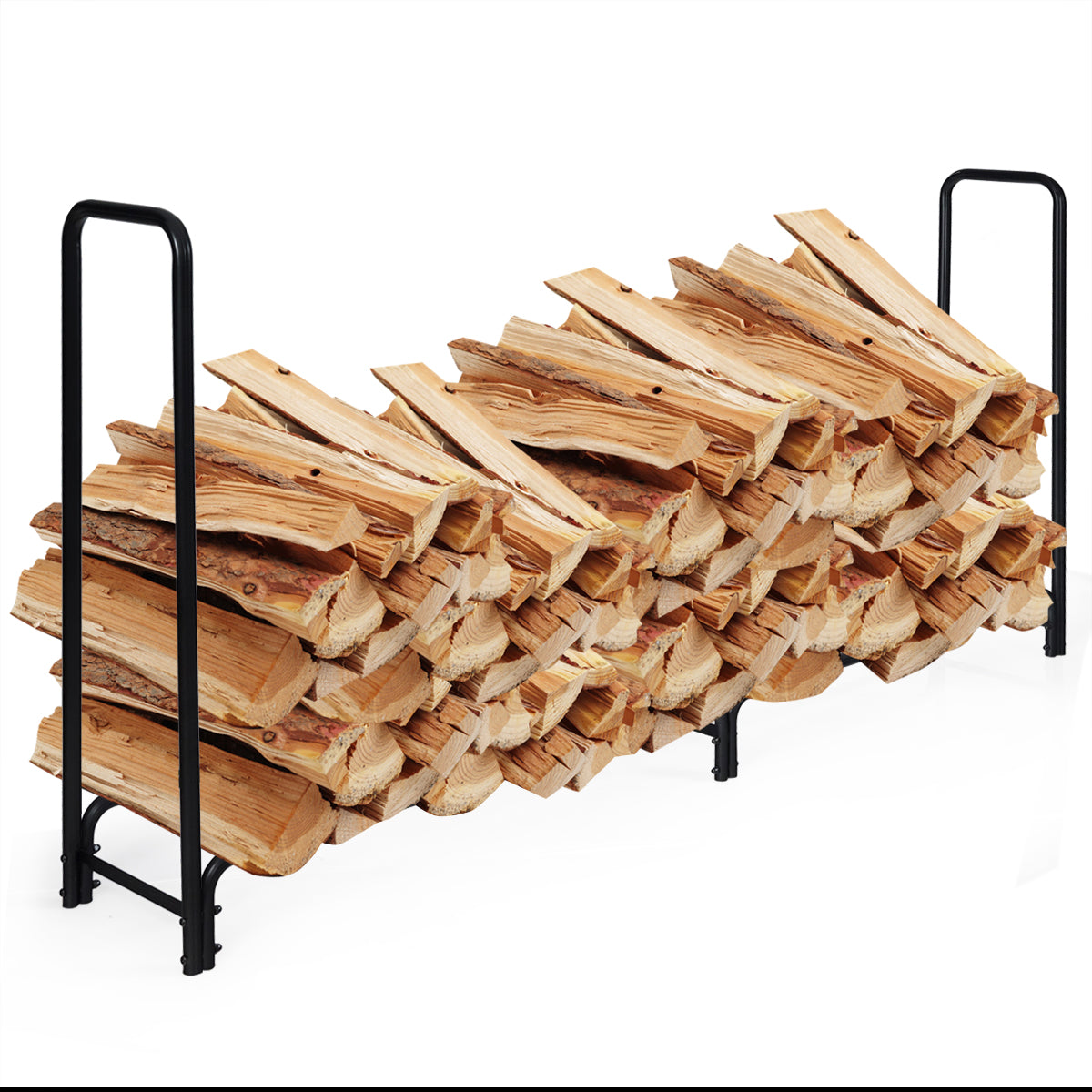 LIVSK Brandhoutrek van Metaal - Roestvrij en Weerbestendig - Tot 500 kg - 250 x 36 x 122,5 cm - Voor Binnen en Buiten - Zwart