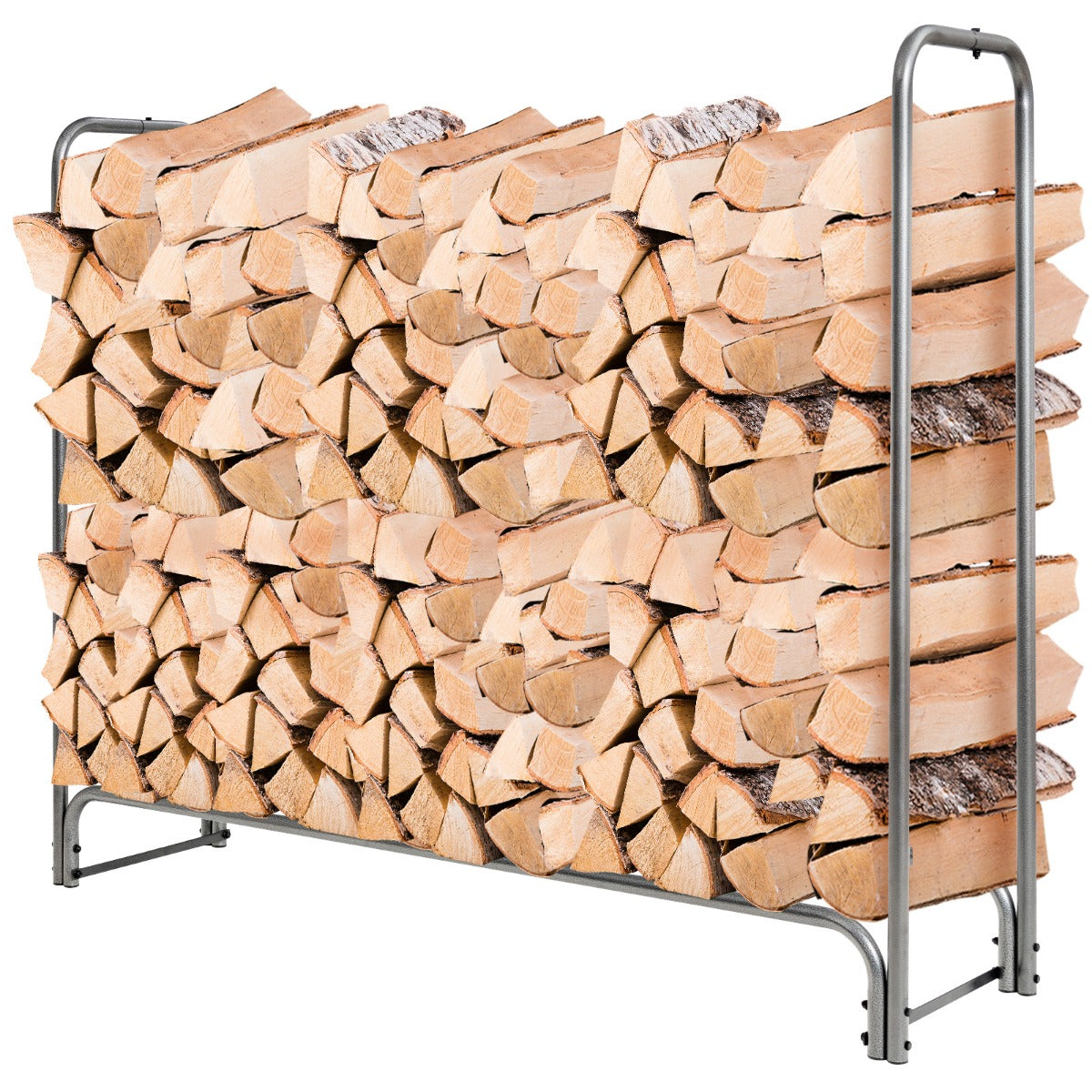 LIVSK Brandhoutrek voor Buiten - Waterdichte PVC-afdekking - Ventilatieopening - Stabiel Ijzeren Frame - 153 x 35,5 x 122,5 cm -