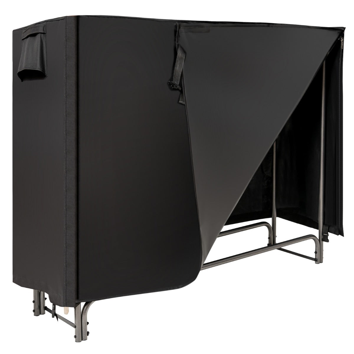 LIVSK Brandhoutrek voor Buiten - Waterdichte PVC-afdekking - Ventilatieopening - Stabiel Ijzeren Frame - 153 x 35,5 x 122,5 cm -