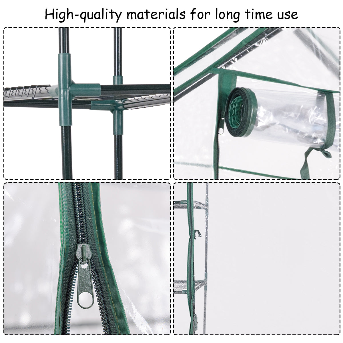 LIVSK Tuinkas - Eenvoudige Montage - Stevig IJzeren Frame - Planken tot 10 kg - 143 x 73 x 195 cm - Transparant