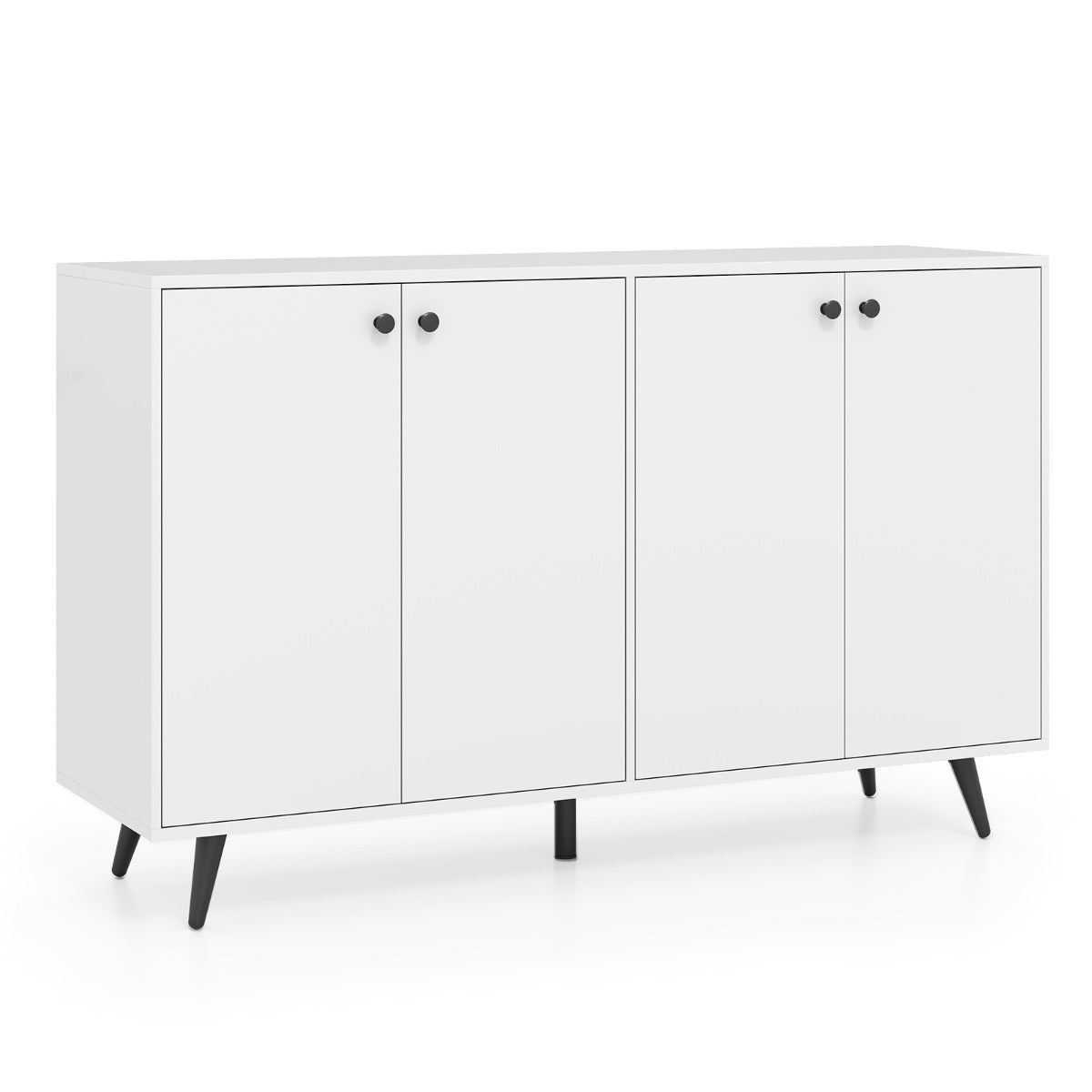 LIVSK 4-deurs dressoir - Verstelbare planken - Duurzaam en stabiel - Inclusief anti-kantelsets - 127,5 x 38 x 80 cm - Wit + Zwart