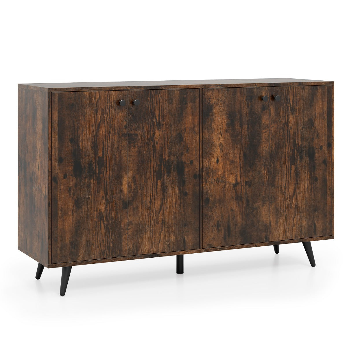 LIVSK 4-deurs dressoir - Modern met 5-verstelbare planken - Duurzaam en veilig - Hoogte 80 cm - Wit + zwart