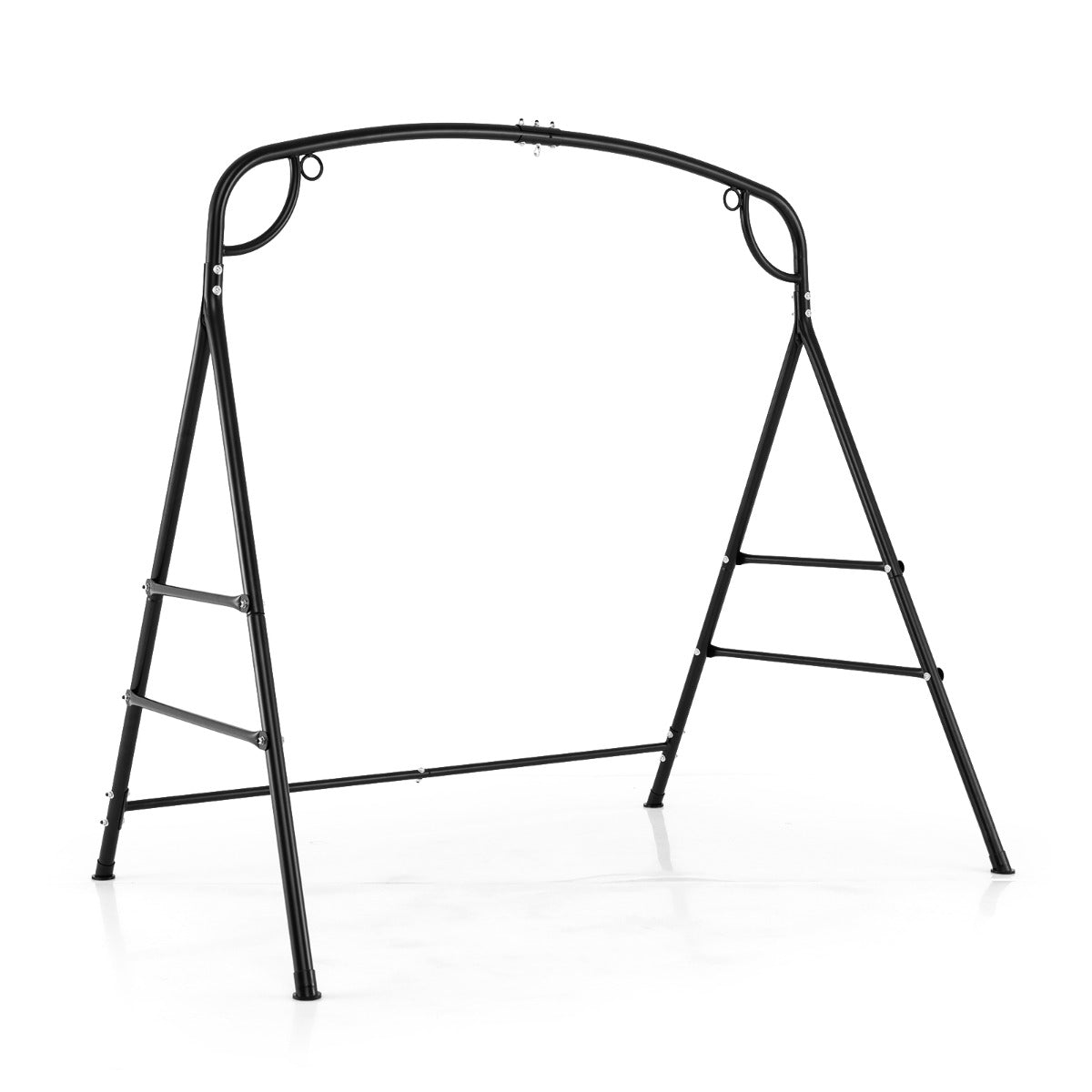 LIVSK Metalen A-Vormig Schommelframe - Voor 1 of 2 Punten - Tot 300 kg - Stevig en Duurzaam - Voor Binnen en Buiten - Zwart