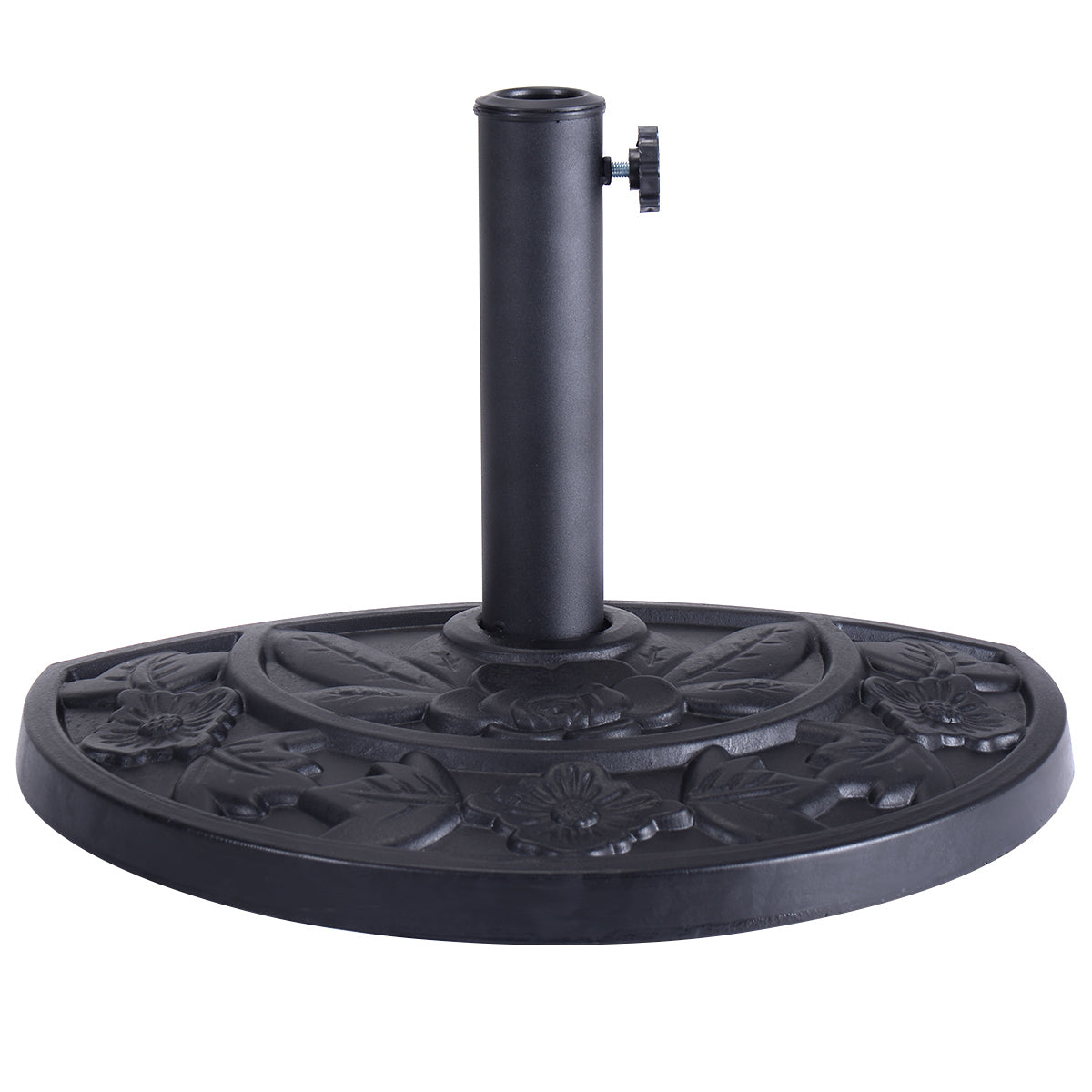 LIVSK Halfronde Parasolvoet - Verstelbaar voor 32mm en 48mm Palen - Weerbestendig Harsmateriaal - Ruimtebesparend - Zwart