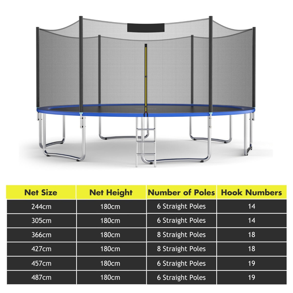 Livsk costway buiten trampoline en beschermnet van pe voor trampoline trampoline en veiligheidsnet 3