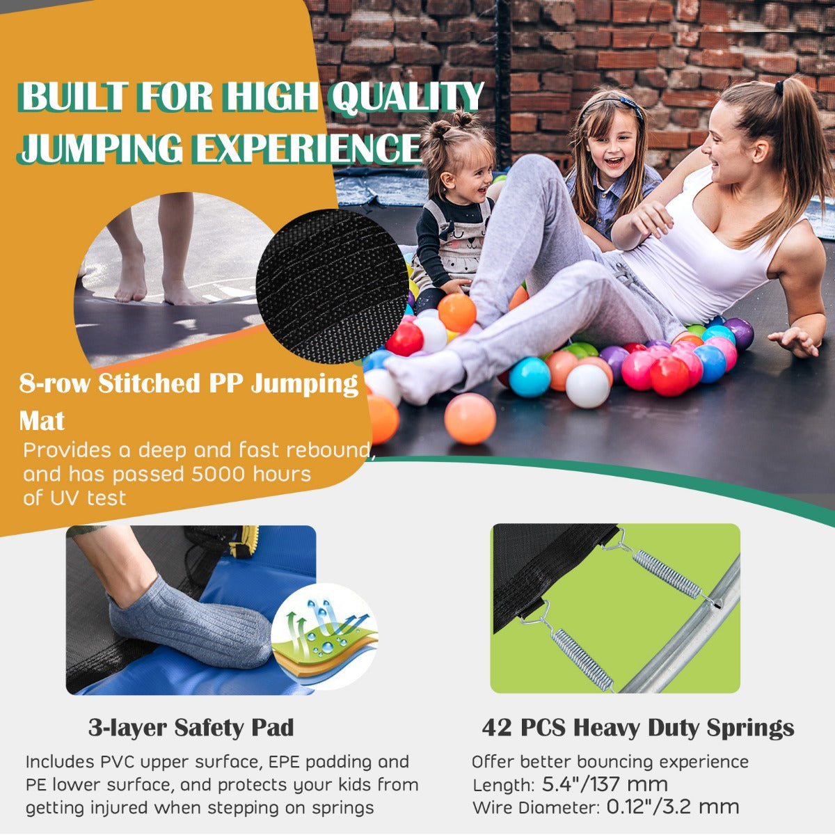 LIVSK Trampoline voor Volwassenen - Veilige Gebogen Palen - Basketbalring Inclusief - Duurzaam Stalen Frame - Tot 100 kg - Blauw