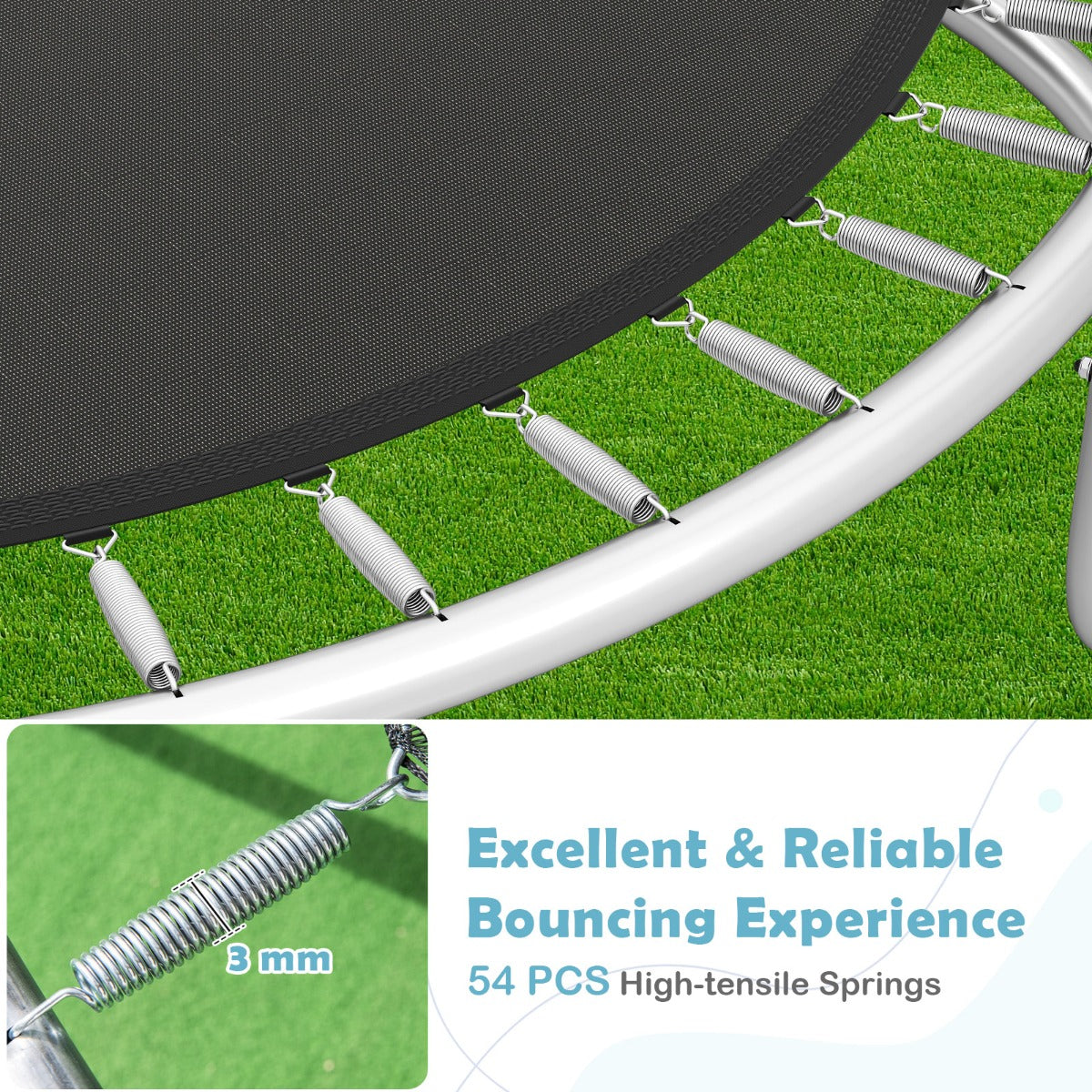 LIVSK Tuintrampoline met Veiligheidsnet - Gebogen Stangen - Inclusief Ladder - Ø305 cm - Duurzaam en Veilig - Zwart
