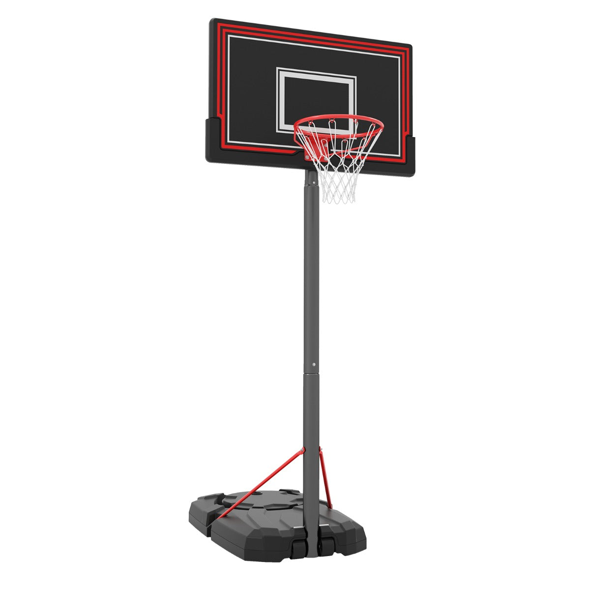 LIVSK Draagbare Basketbalring - Verstelbare Hoogte 230-305 cm - Robuust Bord - Eenvoudig te Verplaatsen - Zwart
