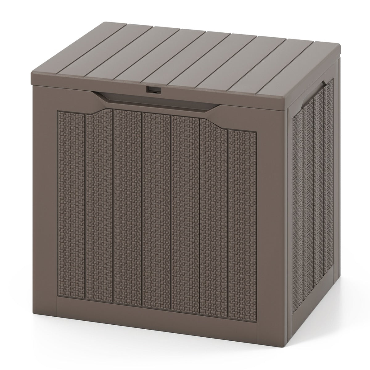 LIVSK Outdoor-opbergdoos - Afsluitbaar Deksel - 96 L Capaciteit - Weerbestendig PP - Elegant Rattanlook - Bruin