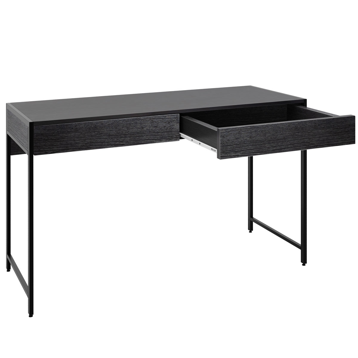 LIVSK Kantoortafel - Hoogwaardig Hout - Stalen Frame - 2 Grote Lades - In hoogte verstelbaar - 112 x 48 x 76 cm - Zwart