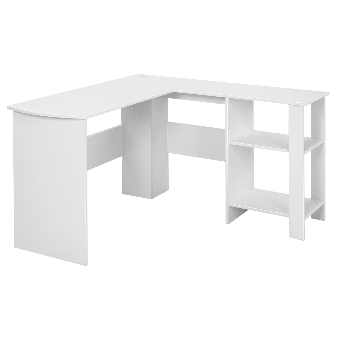 LIVSK Hoekcomputerwerkplek met Opbergvakken - Ruime Werkruimte van 130 x 130 cm - Kabeldoorvoeren - Wit