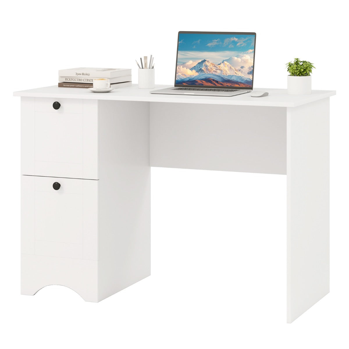 LIVSK Computertafel met 2 Laden - Ruim Werkoppervlak - Duurzaam en Stabiel Design - Multifunctioneel - 109 x 50 x 75 cm - Rustiek