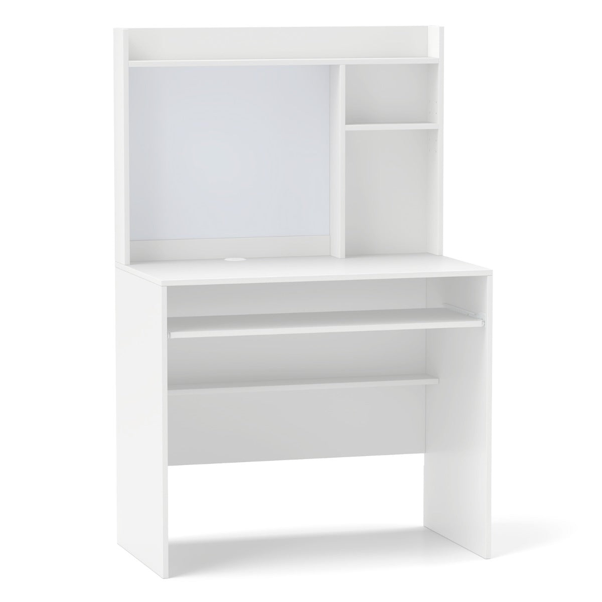 LIVSK Computertafel voor Thuiskantoor - Verstelbare Toetsenbordlade - Magnetisch Prikbord - Opzetstuk - 89 x 50 x 138 cm - Wit