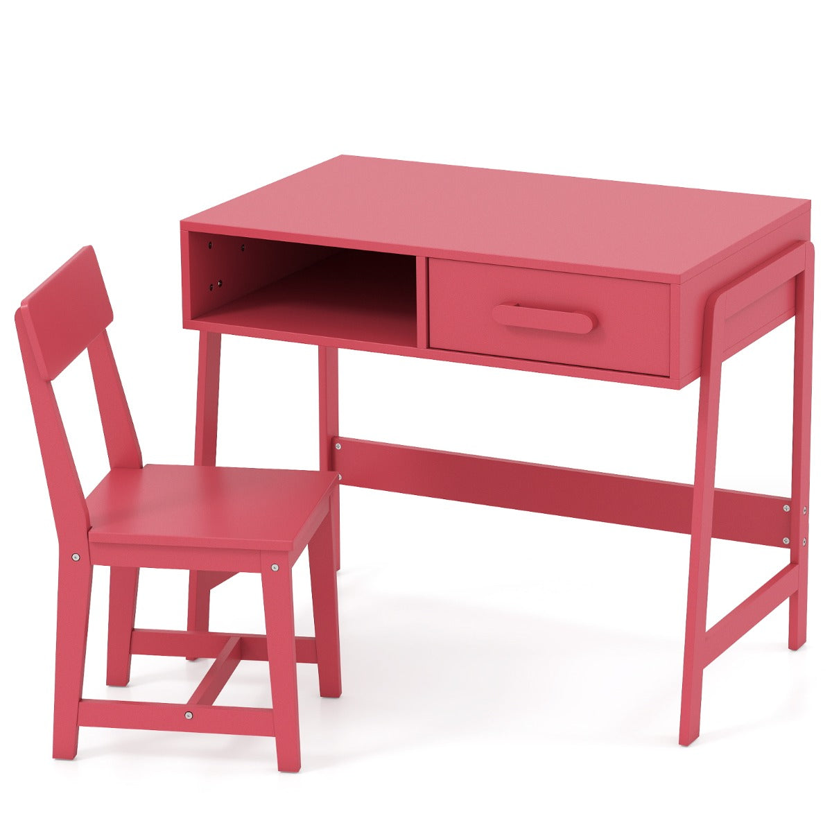 LIVSK Bureauset voor Kinderen met Stoel - Ruim Tafelblad met Lade en Plank - Ergonomische Rugleuning - Veilig Ontwerp - 85 x 48 x