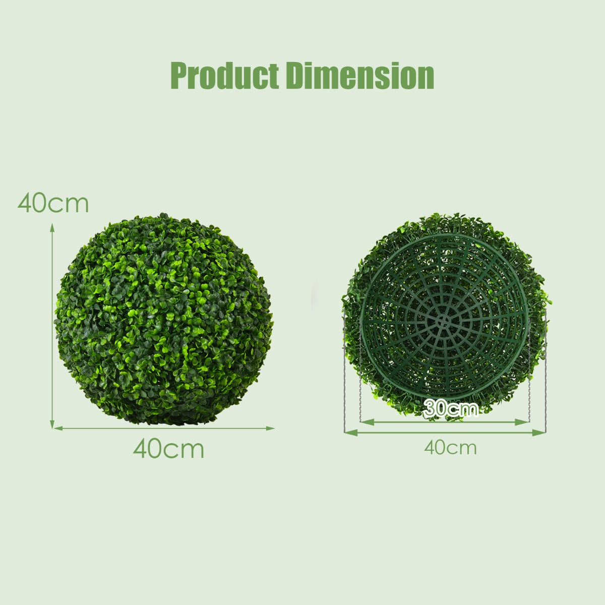 LIVSK Kunstmatige Aglaia Odorata-ballenset - Onderhoudsvrij - UV-bestendig - Voor Binnen en Buiten - 40 cm - Groen