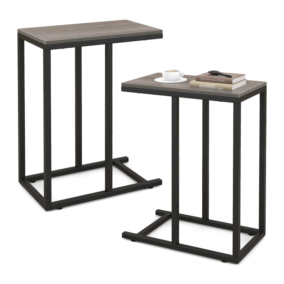 LIVSK C-vormige bijzettafel - Ruimtebesparend ontwerp - Stevig metalen frame - Ideaal voor laptop en snacks - 45,5 x 25,5 x 64 cm