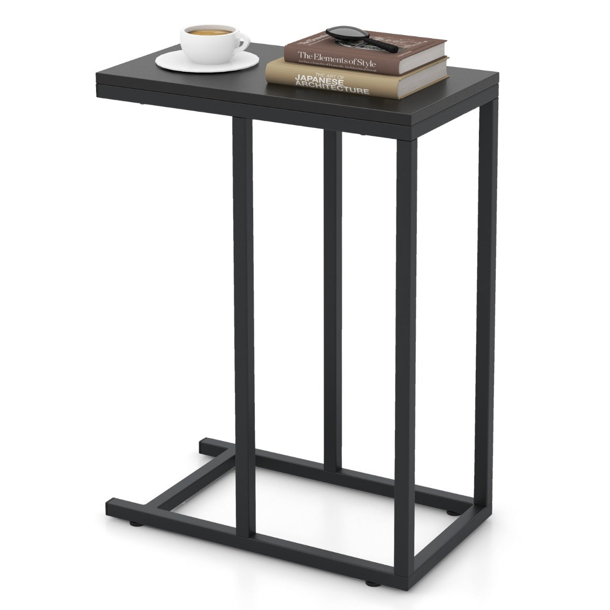 LIVSK C-vormige bijzettafel - Ruimtebesparend Ontwerp - Stevige Constructie - 45,5 x 25,5 x 64 cm - Draagvermogen 30 kg - Rustiek