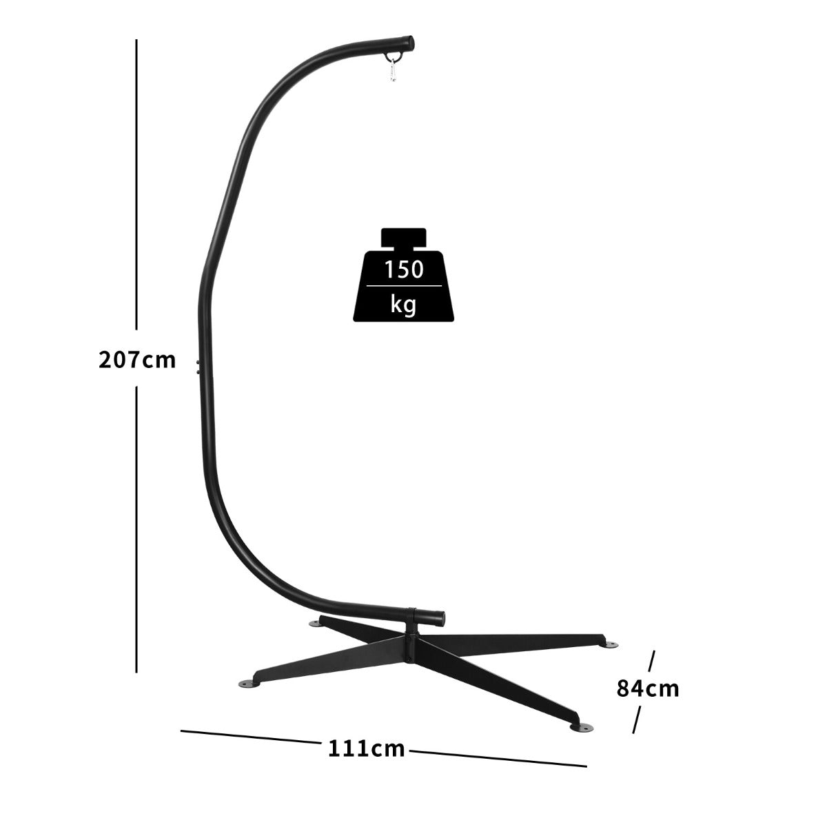 LIVSK C-vormige Hangstoelstandaard - Stevig en Duurzaam - 150kg Draagvermogen - Geschikt voor Binnen en Buiten - Zwart