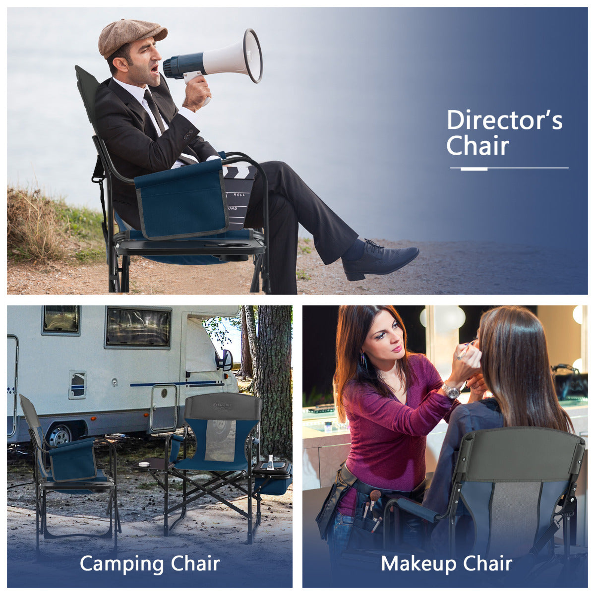 LIVSK Campingstoel met Zijtafel en Koeltas - Inklapbaar en Ergonomisch - Draagvermogen 180 kg - Ondersteuning voor