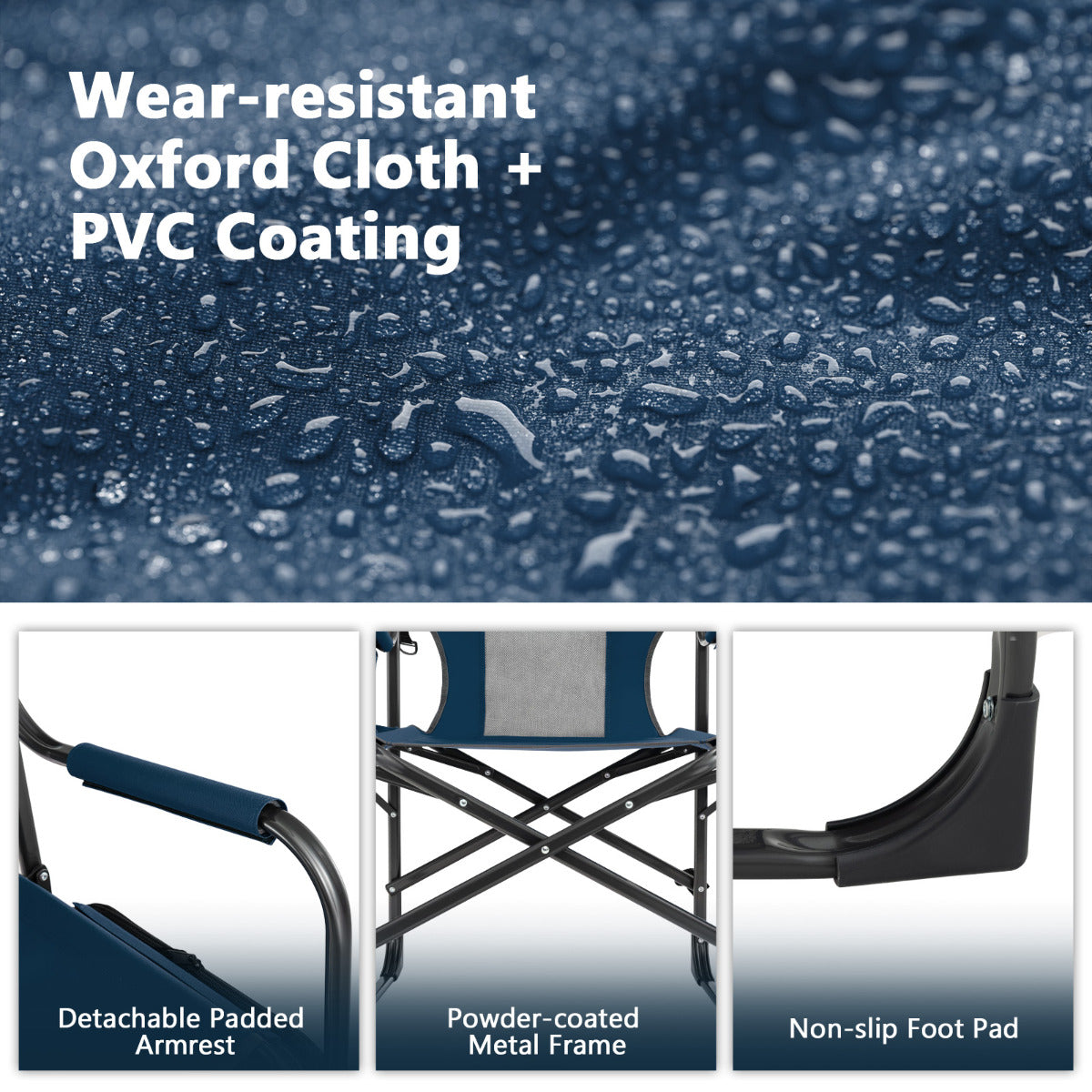 LIVSK Campingstoel met Zijtafel en Koeltas - Inklapbaar en Ergonomisch - Draagvermogen 180 kg - Ondersteuning voor