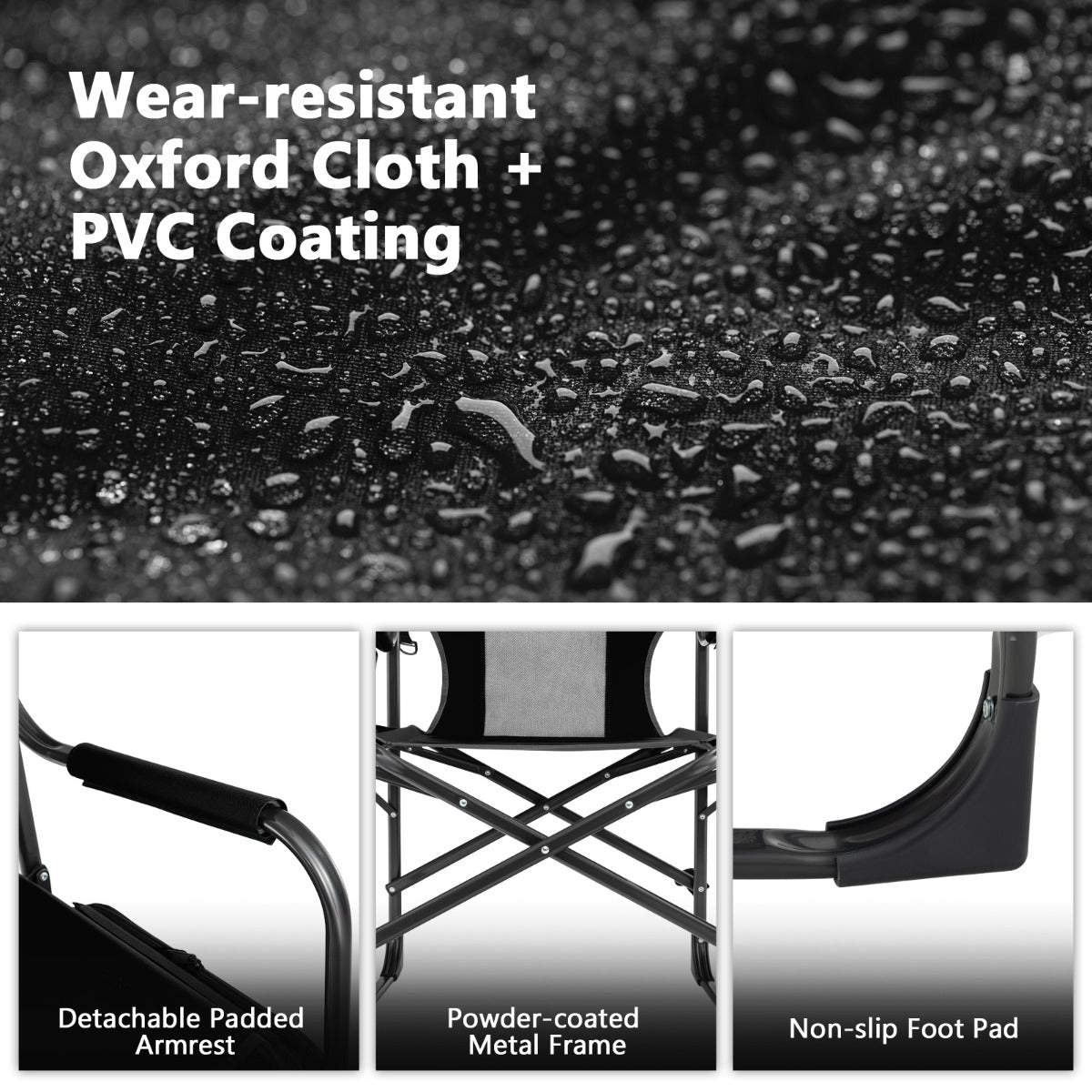 LIVSK Campingstoel met Opbergtas en Koeltas - Inklapbaar - Ergonomisch - Draagvermogen 180 kg - Onderhoudsvriendelijk -