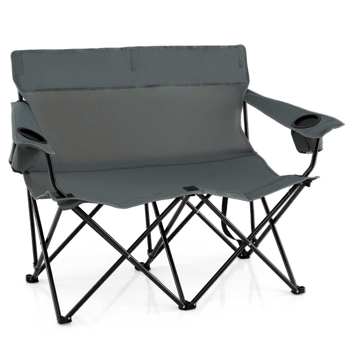 LIVSK Tweezits Campingstoel - Inklapbaar met Hoge Rugleuning - Bekerhouders - Antislip - Tot 300 kg - Blauw