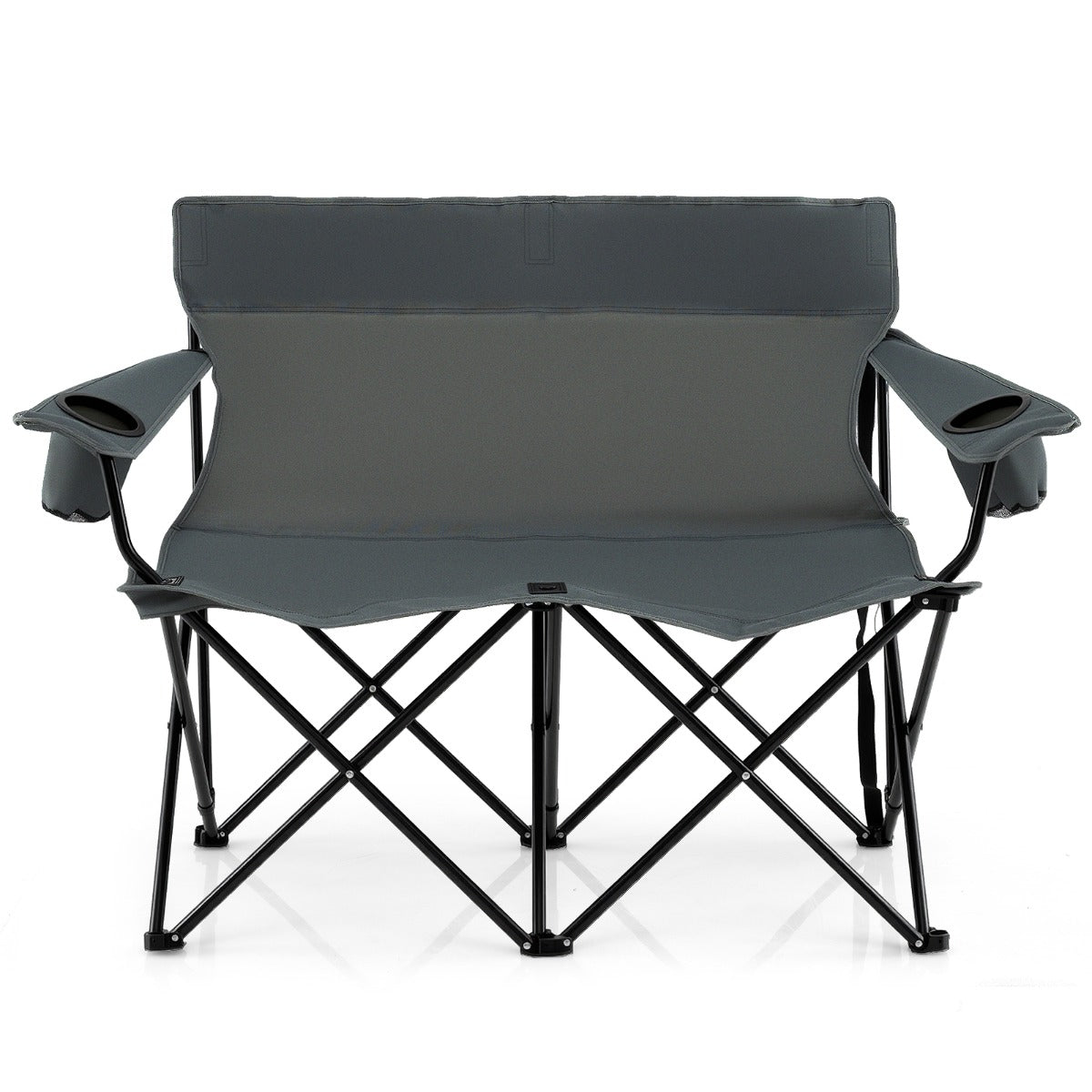 LIVSK Tweezits Campingstoel - Inklapbaar met Hoge Rugleuning - Bekerhouders - Antislip - Tot 300 kg - Blauw