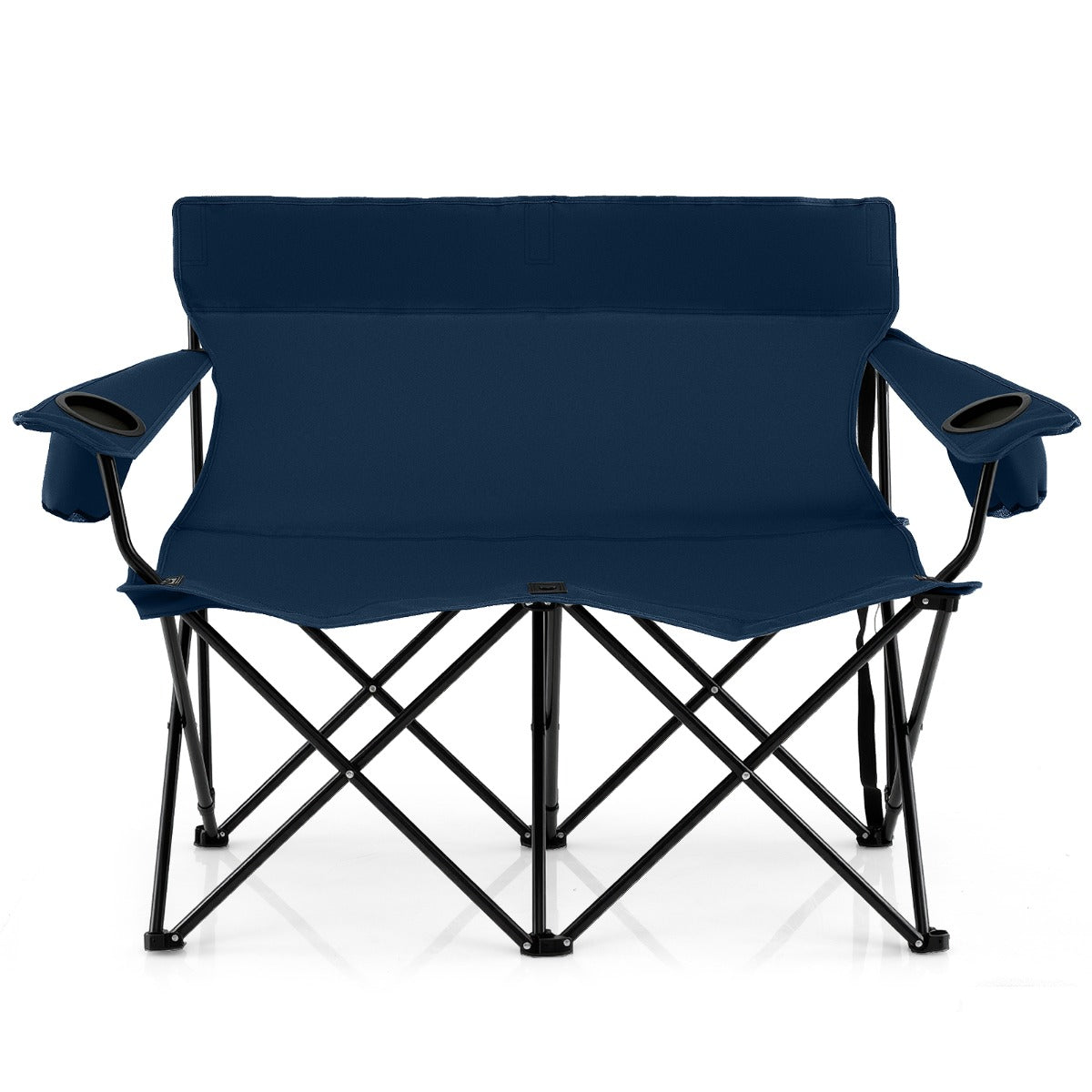 LIVSK Tweezits Campingstoel - Inklapbaar met Hoge Rugleuning - Bekerhouders - Antislip - Tot 300 kg - Blauw