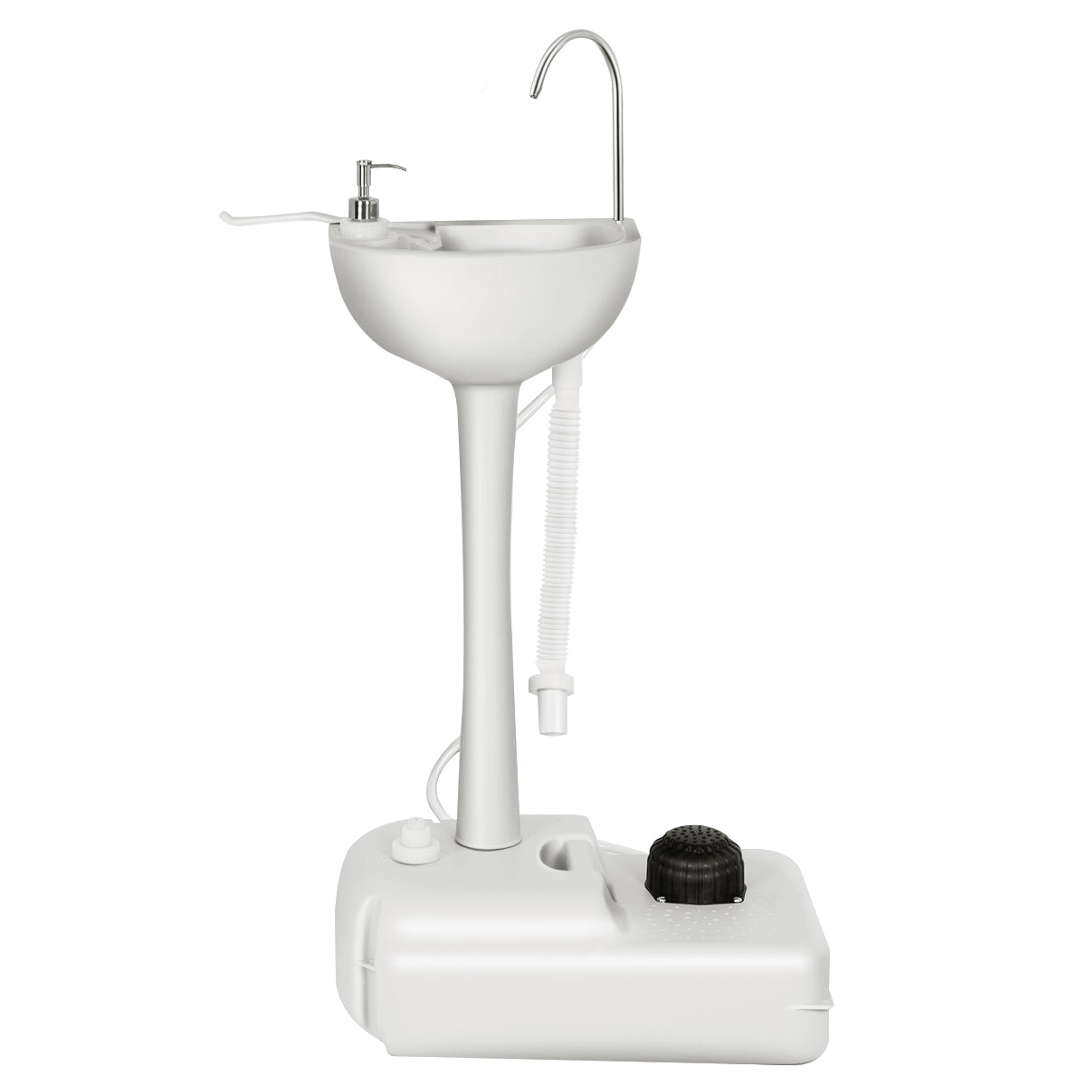 LIVSK Draagbare Handwasbak met Voetpomp - 17L Watertank - Zeepdispenser - Handdoekhouder - Voor Buiten - Grijs