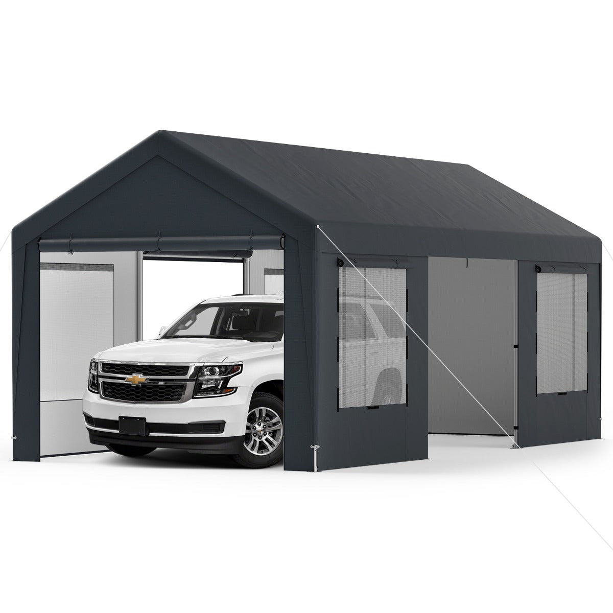 LIVSK Extra Grote Tentgarage - Afneembare Zijwanden - Robuust Gegalvaniseerd Frame - All-Weather Bescherming - 595 x 300 x 280 cm