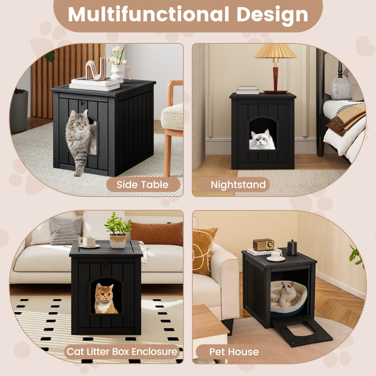 LIVSK Kattenbed Outdoor - Koudebestendig - Opvouwbare Ingang - Zwart