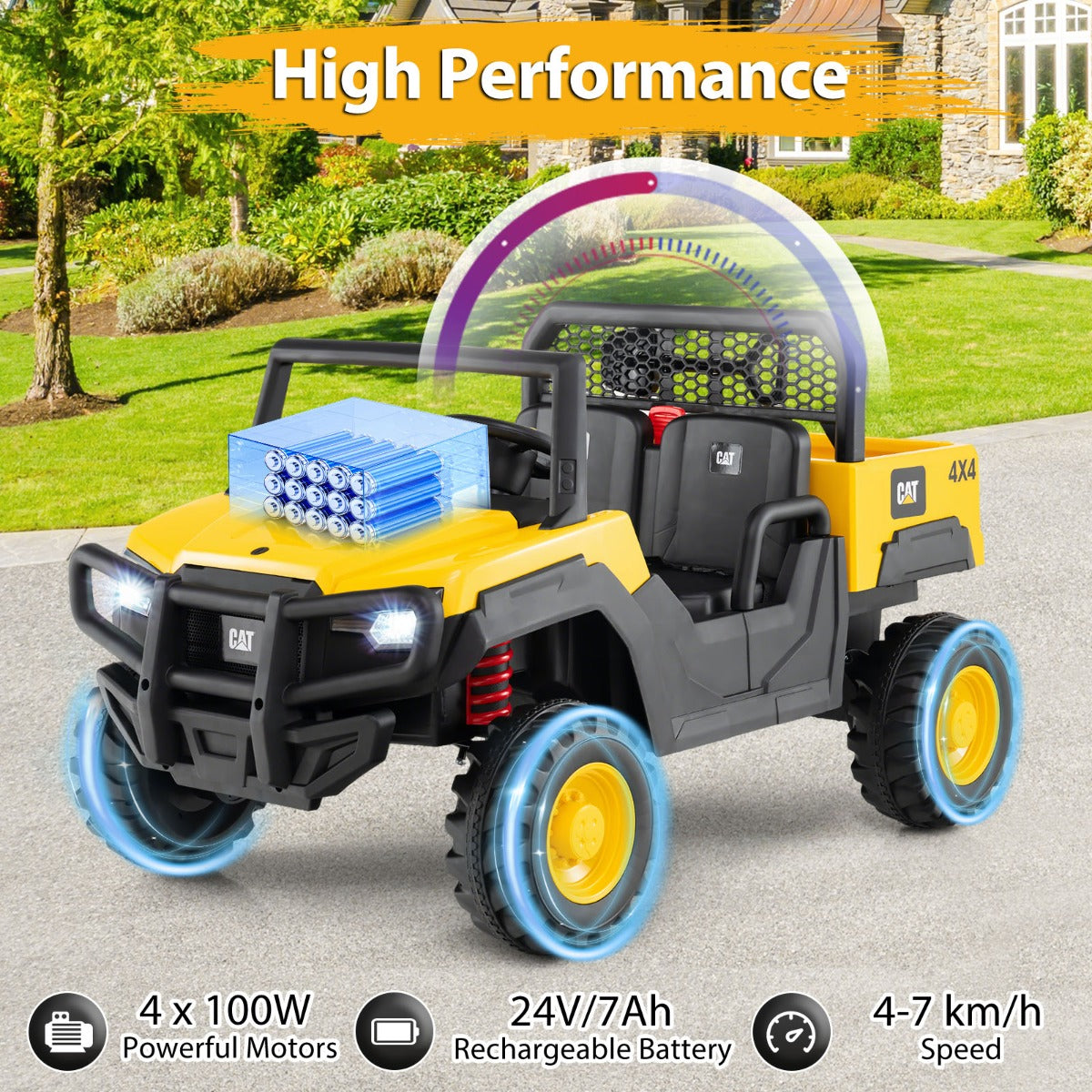 Livsk costway caterpillar elektrische auto 24v 2 zits elektrisch voertuig met afstandsbediening 4 x 100w motoren 2