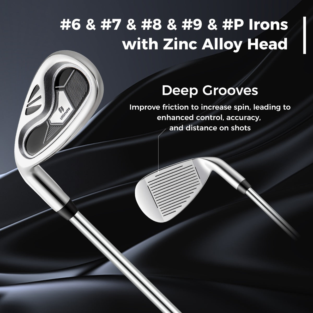 LIVSK Complete Golfset voor Linkshandige Heren - Inclusief Driver, Hybride, IJzers en Putter - Draagbare Golfstandtas - Grijs